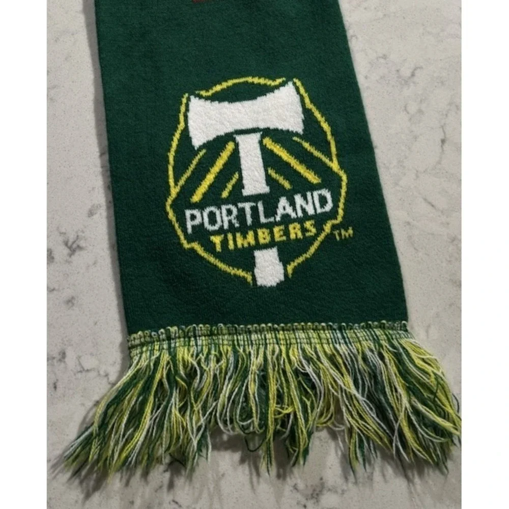 Portland Timbers Scarf OS Green Red Gold Knit Fringe MLS Soccer Providence Park